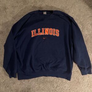 Nike Men's Vintage Dark Blue Illinois Crewneck Sweater